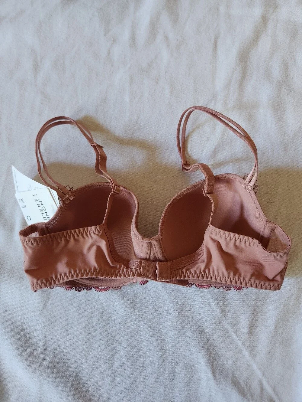 NWT Simone Perele Delice 3D Plunge Bra 32C Rose Pink Embroidered Lace